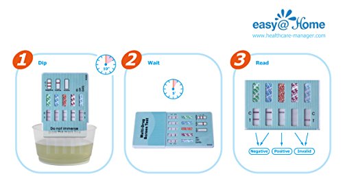 10 Pack Easy@Home 5 Panel Instant Drug Test Kits - Testing Marijuana (THC), COC, OPI 2000, AMP, BZO - Urine Dip Drug Testing - #EDOAP-754