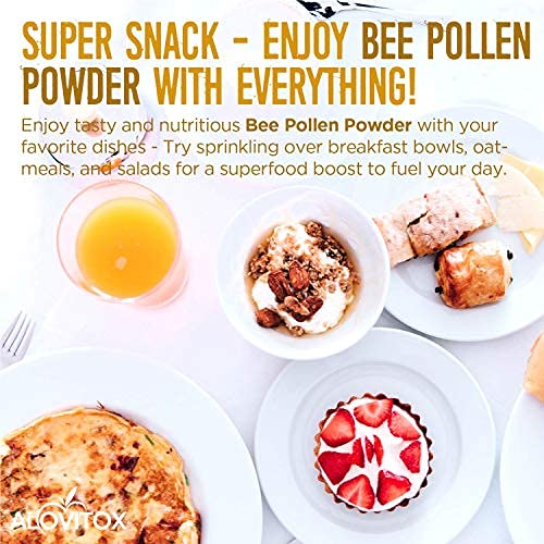 Alovitox Bee Pollen Powder | 100% Pure, Natural Raw Bee Pollen - Antioxidants, Proteins, Vitamins B6, B12, C and A, Amino Acids and More (Bee Pollen Powder, 8 oz)