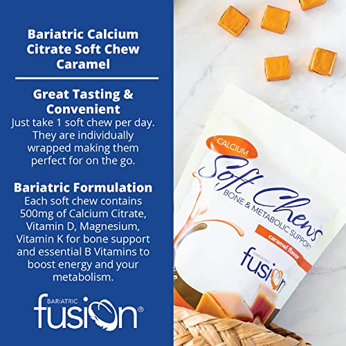 Bariatric Fusion Calcium Citrate & Energy Soft Chew Bariatric Vitamin | Caramel Flavored | Sugar Free | Bariatric Surgery Patients Including Gastric Bypass and Sleeve Gastrectomy | 60 Count