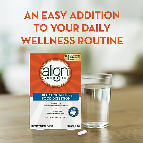 Align Probiotic Bloating Relief + Food Digestion, Probiotics for Women and Men, #1 Doctor Recommended Brand‡, Promotes Digestive Health and Helps Support the Metabolism of Food*, 28 Capsules