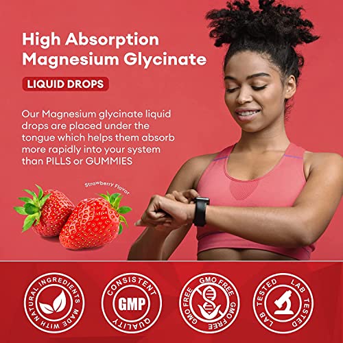 (2 Pack) Magnesium Glycinate Supplement,Magnesium Liquid Drops with Magnesium Glycinate 500mg Fiber 500mg Bromelain Vitamin B,C,D - Promotes Nerve, Bowel, Relaxation Function