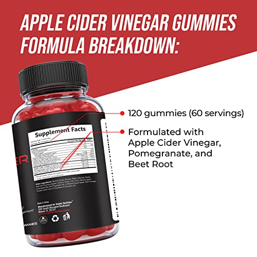 Apple Cider Vinegar Gummies - 1000mg - Formulated to Support Weight Loss Efforts & Gut Health - Supports Digestion, Detox & Cleansing* - ACV Gummies W/VIT B12, Beetroot & Pomegranate (120 Gummies)