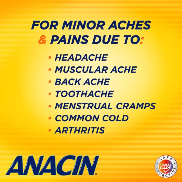 Anacin Fast Pain Relief Pain Reducer Aspirin Tablets, 300 Tablets, (Pack of 4)