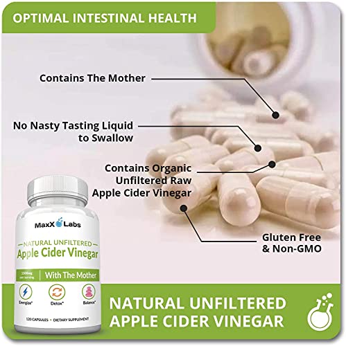 Apple Cider Vinegar Capsules with The Mother - Healthy Keto Diet Supplements - Help Improve Energy, Immunity, Digestion & Metabolism - Powerful Cleanser & Detox - ACV Pills for Women & Men – 2 Pack