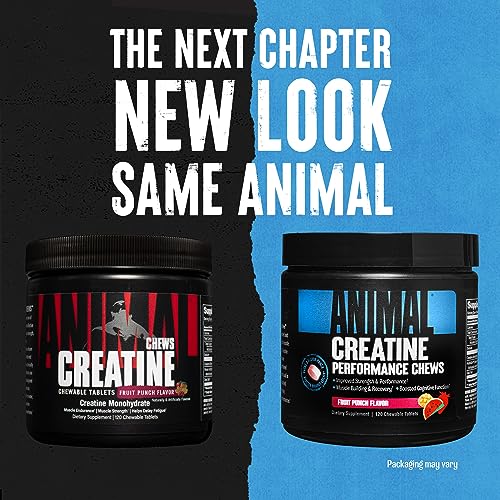 Animal Creatine Chews Tablets - Enhanced Creatine Monohydrate with AstraGin to Improve Absorption, Sea Salt for Added Pumps, Delicious and Convenient Chewable Tablets - Fruit Punch