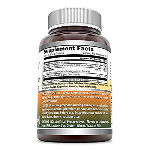 Amazing Formulas Calcium Magnesium Zinc D3 Dietary Supplement Per Serving of 3 Pills (300 Tablets (Pack of 3))