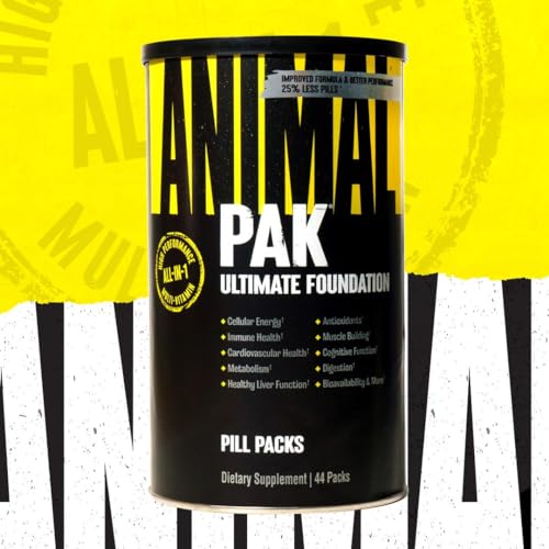 Animal Pak - Convenient All-in-One Vitamin & Supplement Pack - Zinc, Vitamins C, B, D, Amino Acids and More - Sports Nutrition Performance Mulitvitamin for Women & Men - Updated Version - 44 Count