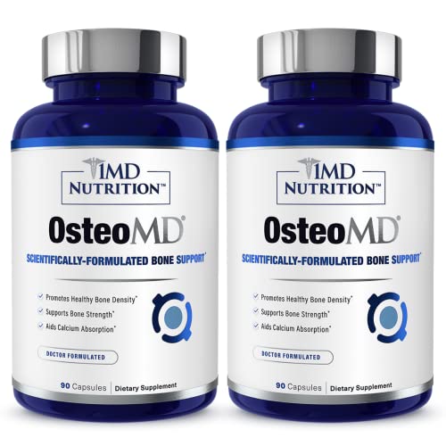 1MD Nutrition OsteoMD for Comprehensive Bone Support | with Calcium Hydroxyapatite, Vitamin D3 & K2 | 180 Capsules (2-Pack)