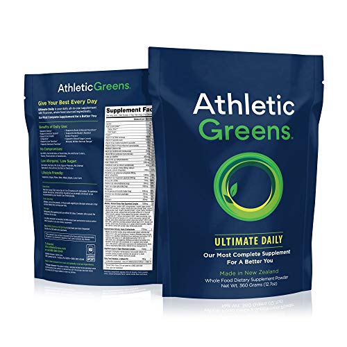 Athletic Greens Ultimate Daily, Whole Food Sourced All in One Greens Supplement Powder, NSF Certified, GlutenFree, Vegan and Keto Friendly, 30 Day Supply, 360 Grams (Athletic Greens Ultimate Daily)