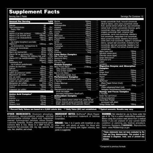 Animal Pak - Convenient All-in-One Vitamin & Supplement Pack - Zinc, Vitamins C, B, D, Amino Acids and More - Sports Nutrition Performance Mulitvitamin for Women & Men - Updated Version - 30 Count