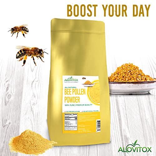 Alovitox Bee Pollen Powder 5lb | 100% Pure, Fresh Natural Raw Bee Pollen | Superfood Packed Bee Pollen with Antioxidant, Protein, Vitamins B6, B12, C, a & More | Bee Friendly & Gluten Free