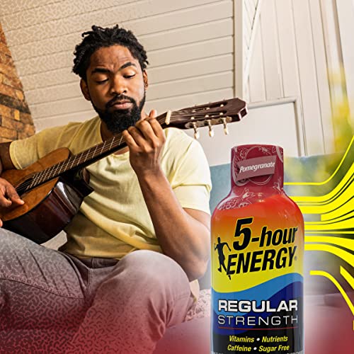 5-hour ENERGY Regular Strength Energy Shot | Pomegranate Flavor | 1.93 oz. | 24 Count | Sugar-Free & Zero Calories | B-Vitamins & Amino Acids | 200mg Caffeinated Energy Shot | Dietary Supplement