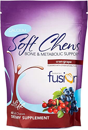 Bariatric Fusion Calcium Citrate & Energy Soft Chew Bariatric Vitamin | Cranberry Grape | Sugar Free | Bariatric Surgery Patients Including Gastric Bypass and Sleeve Gastrectomy | 60 Count