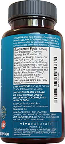 Antarctic Krill Oil 1250 mg, Omega 3 EPA DHA and Astaxanthin, Joint Support and Brain Supplement with Antioxidant Properties, No Fishy Aftertaste (6 Pack)