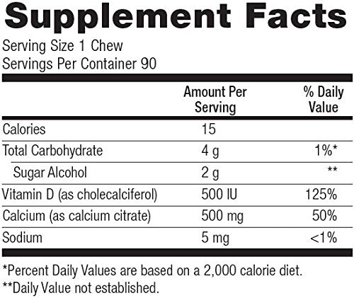 Bariatric Advantage Calcium Citrate Chewy Bites 500mg with Vitamin D3 for Bariatric Surgery Patients Including Gastric Bypass and Sleeve Gastrectomy, Sugar Free - Lemon Flavor, 90 Count