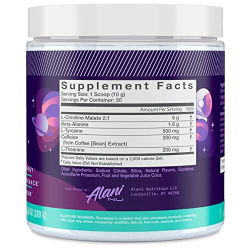 Alani Nu Pre Workout Powder Cosmic Stardust | Amino Energy Boost | Endurance Supplement | Sugar Free | 200mg Caffeine | L-Theanine, Beta-Alanine, Citrulline | 30 Servings