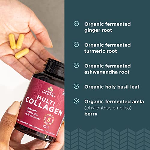 Ancient Nutrition Collagen Peptides Pills, Hydrolyzed Multi Collagen Supplement, Types I, II, II, V & X, Supports Healthy Skin and Nails, Gut Health and Joints, 90 Capsules