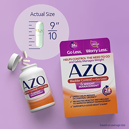 AZO Bladder Control with Go-Less® & Weight Management Dietary Supplement | Helps Reduce Occasional Urgency* | Promotes Healthy Metabolism* | Supports a Good Night’s Sleep* | 48 Capsules