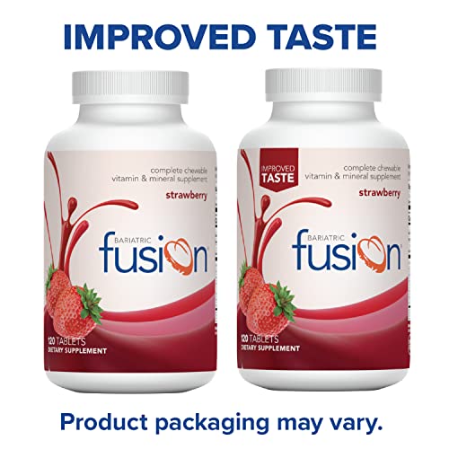 Bariatric Fusion Strawberry Complete Chewable Bariatric Multivitamin with Iron for Bariatric Surgery Patients Including Gastric Bypass and Sleeve Gastrectomy - 120 Tablets