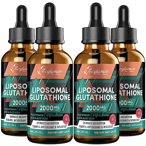 2000MG Liposomal Glutathione Liquid Drops, Enhanced Absorption, Glutathione Supplement, with Vitamin C, Hyaluronic Acid, L-Glutathione, Non-GMO Antioxidant for Liver Detox, Immune System, 8.08 OZ