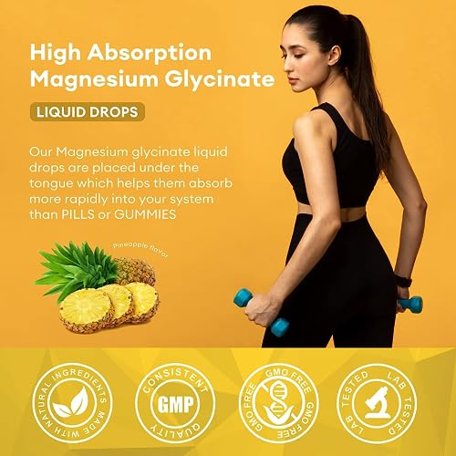 (2 Pack) Supplement,Magnesium Liquid Drops with Magnesium Glycinate 500mg Fiber 500mg Bromelain Vitamin B,C,D - Promotes Nerve, Bowel, Relaxation Function