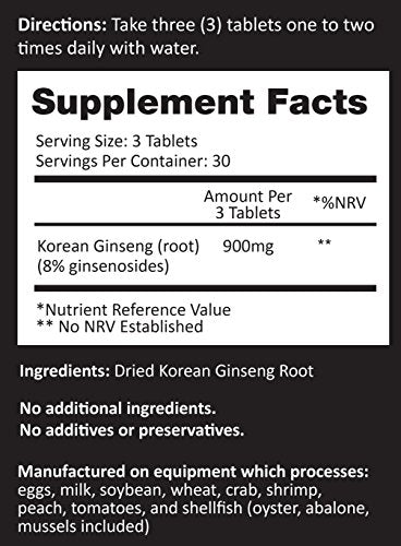 Auragin® Authentic Korean Red Ginseng – Made in Korea – 6 Year Roots – No Additives or Other Ingredients – 100% Red Panax Ginseng in Every Tablet