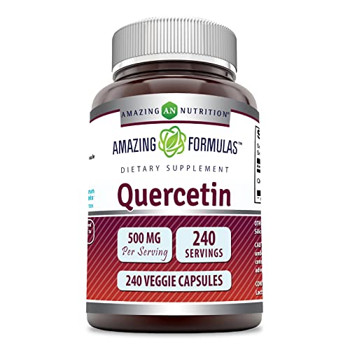 Amazing Formulas Quercetin 500mg Veggie Capsules Supplement | Non-GMO | Gluten Free | Supports Overall Health & Well Being (240 Count)