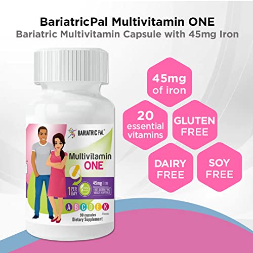 BariatricPal Multivitamin ONE 1 per Day! Bariatric Multivitamin Capsule with 45mg Iron (90 Count)