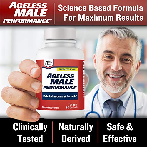 Ageless Male Performance Nitric Oxide Booster for Men - Promote Blood Circulation, Arousal, Energy Production, Drive, Stamina, Health Supplement (60 Tablets, 1 Bottle)