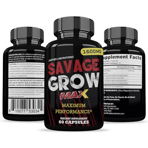 (3 Pack) Savage Grow Max 1600MG Advanced Men's Heath Formula180 Capsules