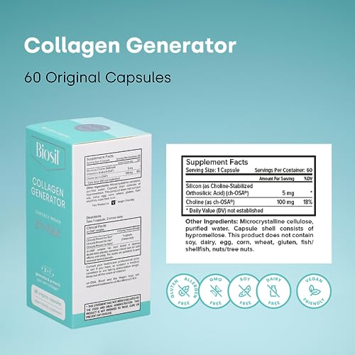 Biosil Collagen Generator - 60 Capsules - with Patented ch-OSA Complex - Generates & Protects Your Own Collagen - GMO Free - 60 Servings