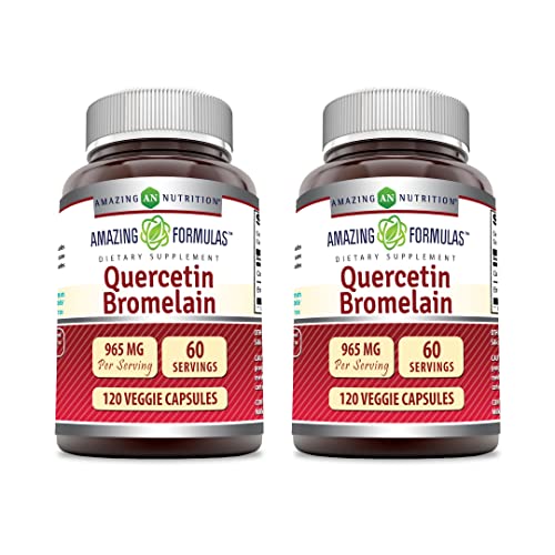 Amazing Formulas Quercetin 800mg with Bromelain 165mg, 120 Veggie Capsules Supplement (Pack of 2) - Non-GMO - Gluten Free - Supports Overall Health & Well Being