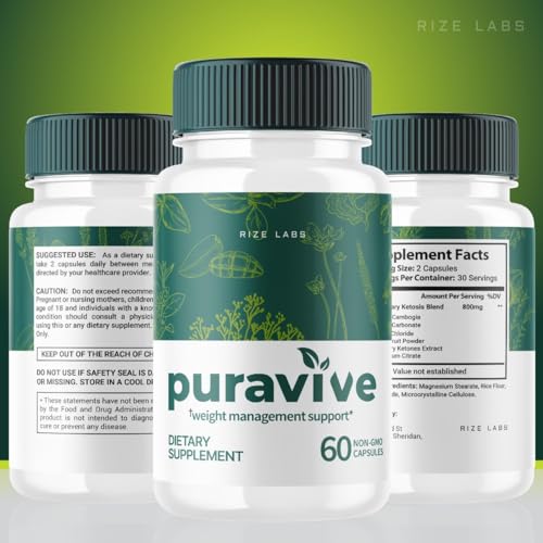 (2 Pack) Puravive Weight Loss Pills, Puravive Capsules Reviews Supplement, Purevive Capsules BAT Levels, Pura Vive Detox & Cleanse All-Natural Non-GMO & Easy To Swallow Formula (120 Capsules)