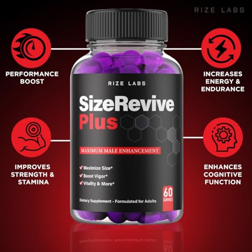 (Official 2 Pack) Size Revive Plus Gummies, Size Revive Plus for Men, Size Revive Plus Performance Supplement Reviews, SizeReviveMale Support, SizeRevive Plus Gomitas (120 Gummies)