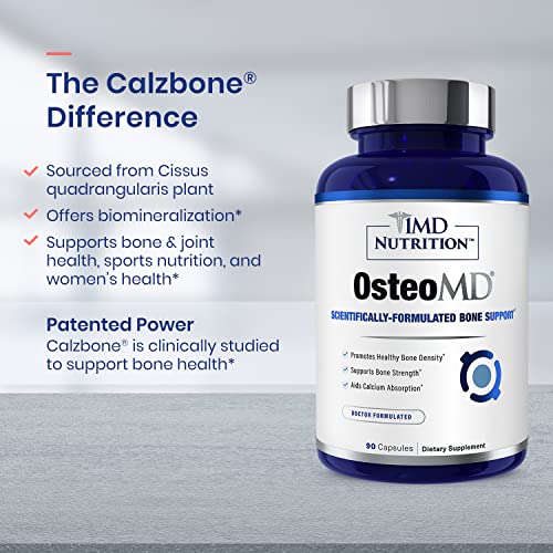 1MD Nutrition OsteoMD for Comprehensive Bone Support | with Calcium Hydroxyapatite, Vitamin D3 & K2 | 180 Capsules (2-Pack)