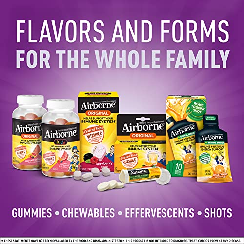 Airborne Elderberry + Zinc & Vitamin C Effervescent Tablets, Immune Support Supplement With Powerful Antioxidant Vitamins A C E, 20 Fizzy Drink Tablets, Elderberry Flavor