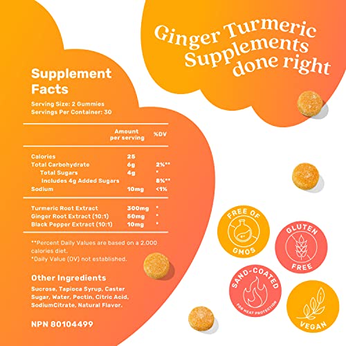 BeLive Turmeric Curcumin with Black Pepper & Ginger - 60 Gummies I Turmeric and Ginger Supplement for Immune Support, Healthy Skin, and Joint Health - Tropical Flavor