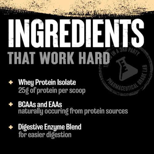 Animal Whey Isolate Whey Protein Powder – Loaded for Post Workout and Recovery – Low Sugar with Highly Digestible - Brownie Batter - 4 Pounds