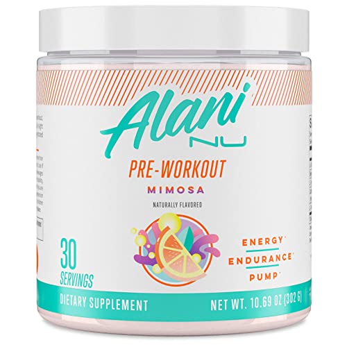 Alani Nu Pre Workout Powder Mimosa | Amino Energy Boost | Endurance Supplement | Sugar Free | 200mg Caffeine | L-Theanine, Beta-Alanine, Citrulline | 30 Servings