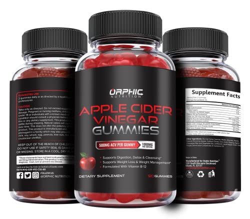 Apple Cider Vinegar Gummies - 1000mg - Formulated to Support Weight Loss Efforts & Gut Health - Supports Digestion, Detox & Cleansing* - ACV Gummies W/VIT B12, Beetroot & Pomegranate (120 Gummies)