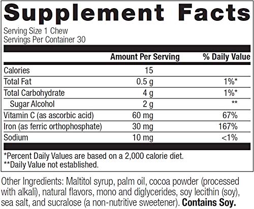 Bariatric Advantage Iron Chewy Bite Chocolate Raspberry Truffle (30 mg iron, 60 mg vitamin c) 30 count