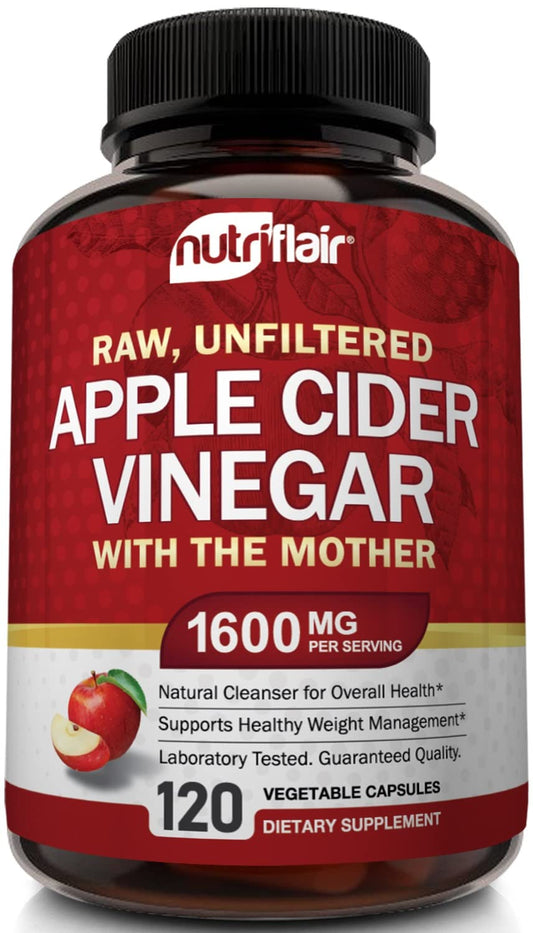 Apple Cider Vinegar Capsules with The Mother - 120 Vegan ACV Pills - Best Supplement for Healthy Weight Loss, Diet, Keto, Digestion, Detox, Immune - Powerful Cleanser & Appetite Suppressant Non-GMO