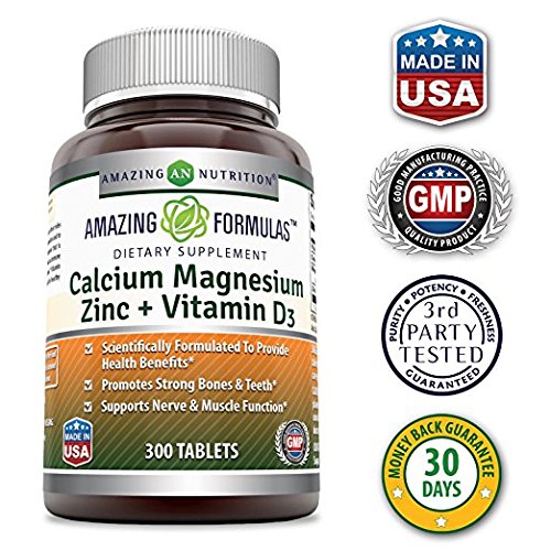 Amazing Formulas Calcium Magnesium Zinc D3 Dietary Supplement Per Serving of 3 Pills (300 Tablets (Pack of 3))