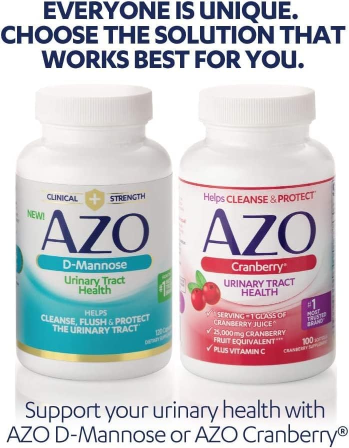 AZO Cranberry Pro Urinary Tract Health Supplement 600mg PACRAN, 1 Serving = More Than 1 Glass of Cranberry Juice 100 CT + D Mannose Urinary Tract Health, Cleanse, Flush & Protect The Urinary Tract 120