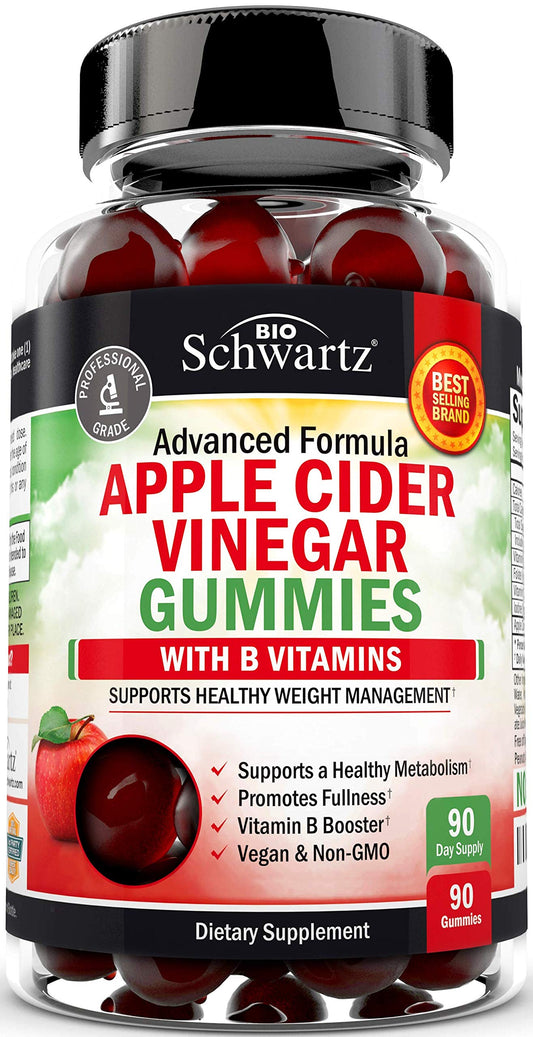 Apple Cider Vinegar Gummies for Weight Loss - ACV Gummies with The Mother for Women & Men - Energy Boost Bloat Digestive & Immune Support - Vitamin B12 B6 B 9 Folic Acid - Vegan Detox Cleanse -90Ct